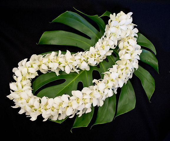 White Orchid Lei Double Strand