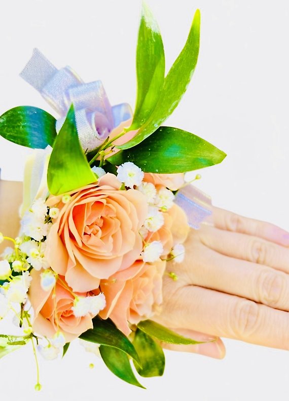 Peach Wrist Corsage