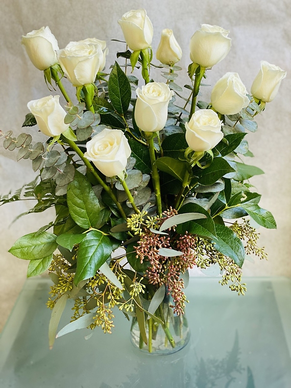 Long-Stem White Roses Delight, Also Available in Pink!